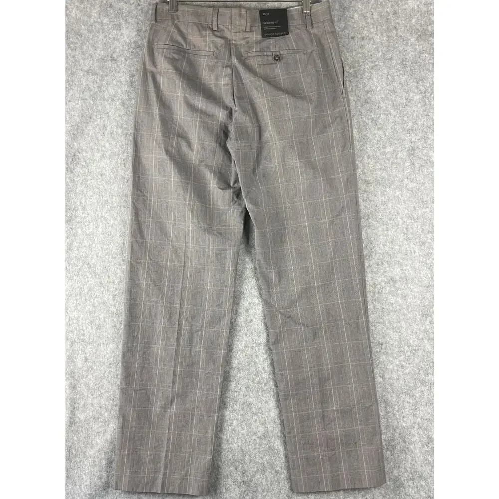 Banana Republic Pants Mens 33/34‎ Gray Glen Check Modern Fit Cotton Career NEW
